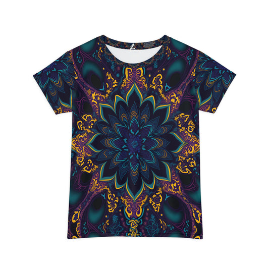 Blooming Geometry: The Floral Fractal - Women's Short Sleeve Shirt