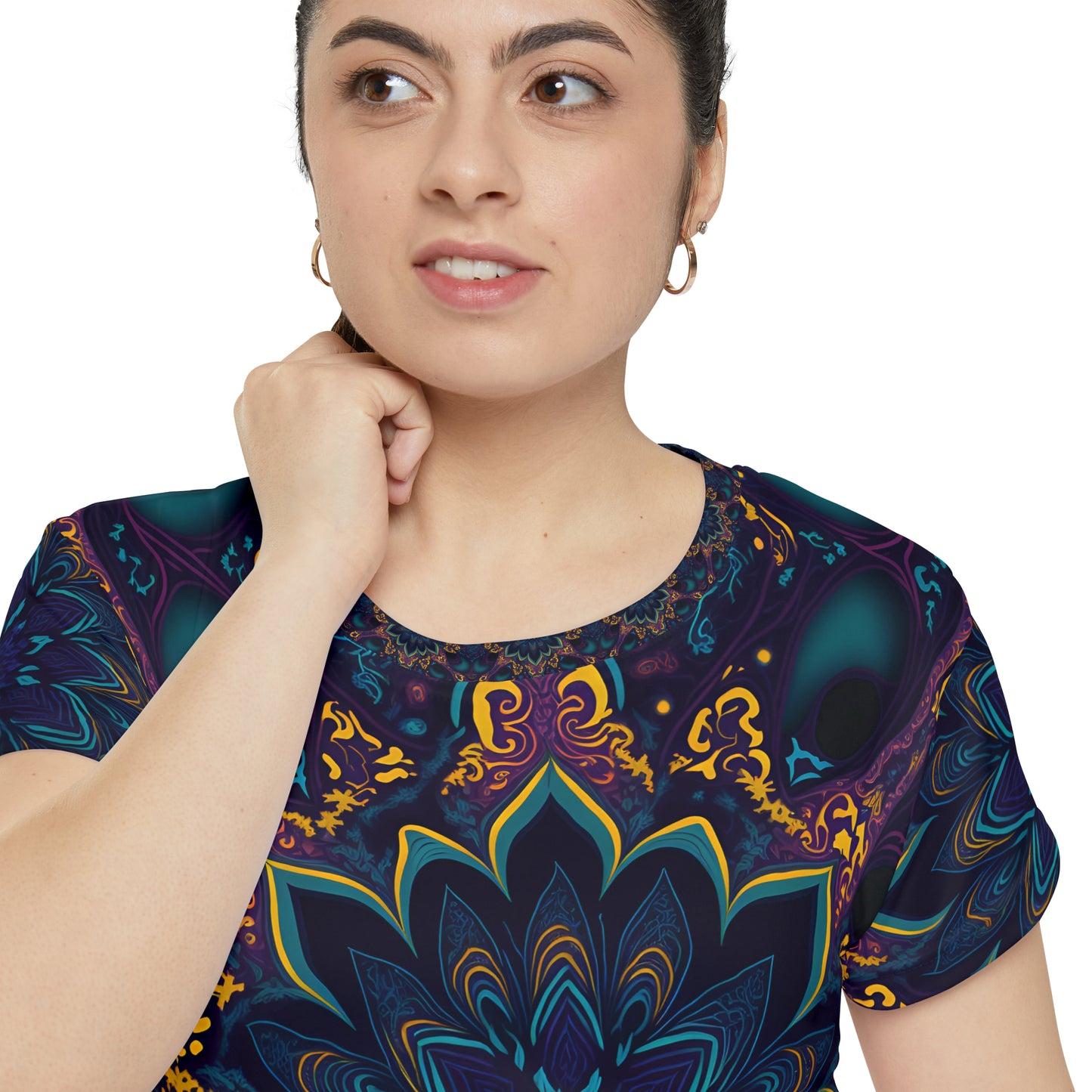 Blooming Geometry: The Floral Fractal - Women's Short Sleeve Shirt