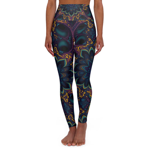 Blooming Geometry: The Floral Fractal - High Waisted Yoga Leggings