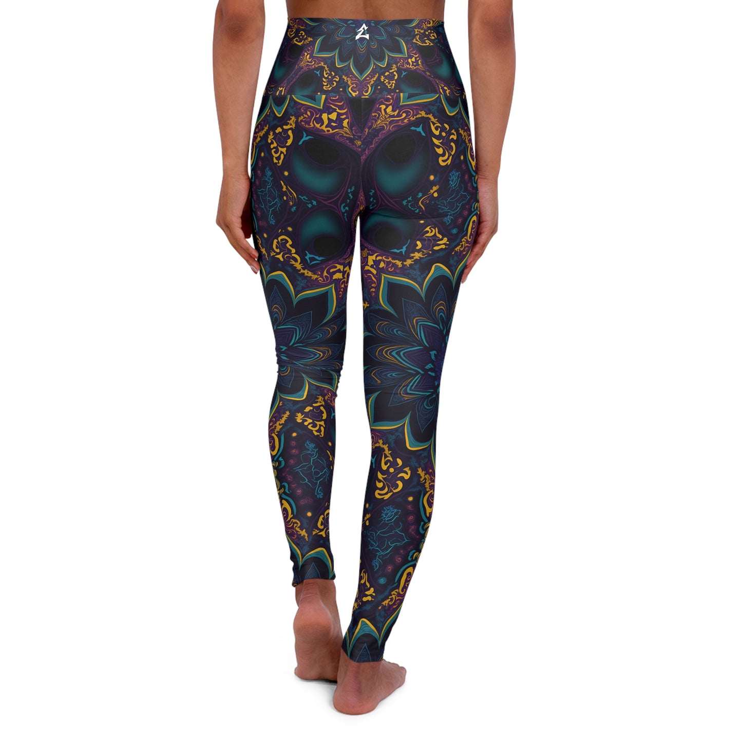 Blooming Geometry: The Floral Fractal - High Waisted Yoga Leggings