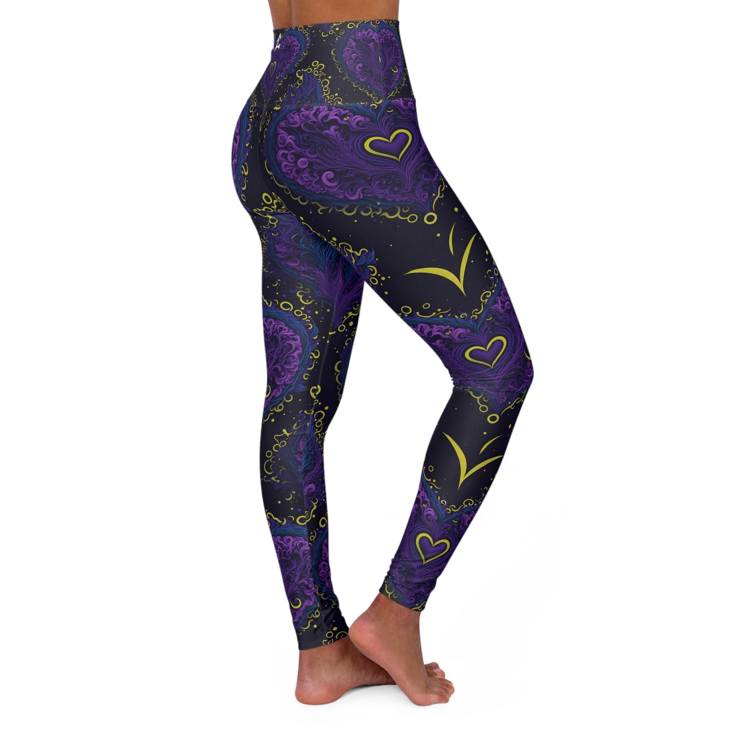 Pulsating Love: The Heart Fractal - High Waisted Yoga Leggings