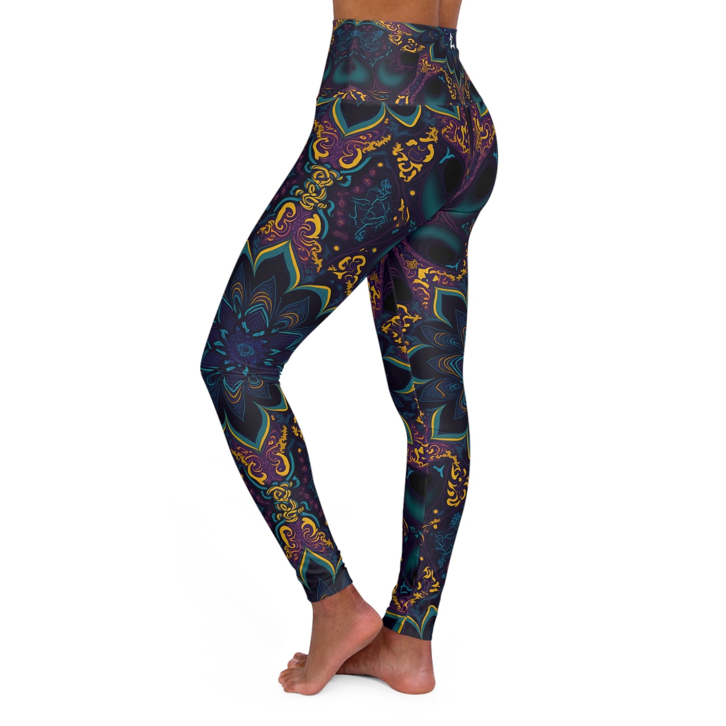 Blooming Geometry: The Floral Fractal - High Waisted Yoga Leggings