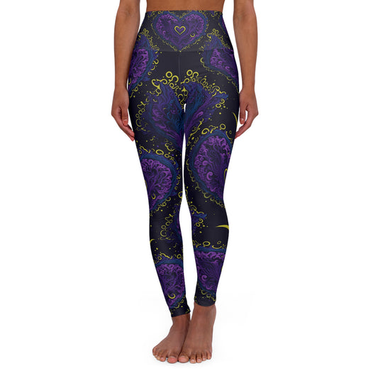 Pulsating Love: The Heart Fractal - High Waisted Yoga Leggings