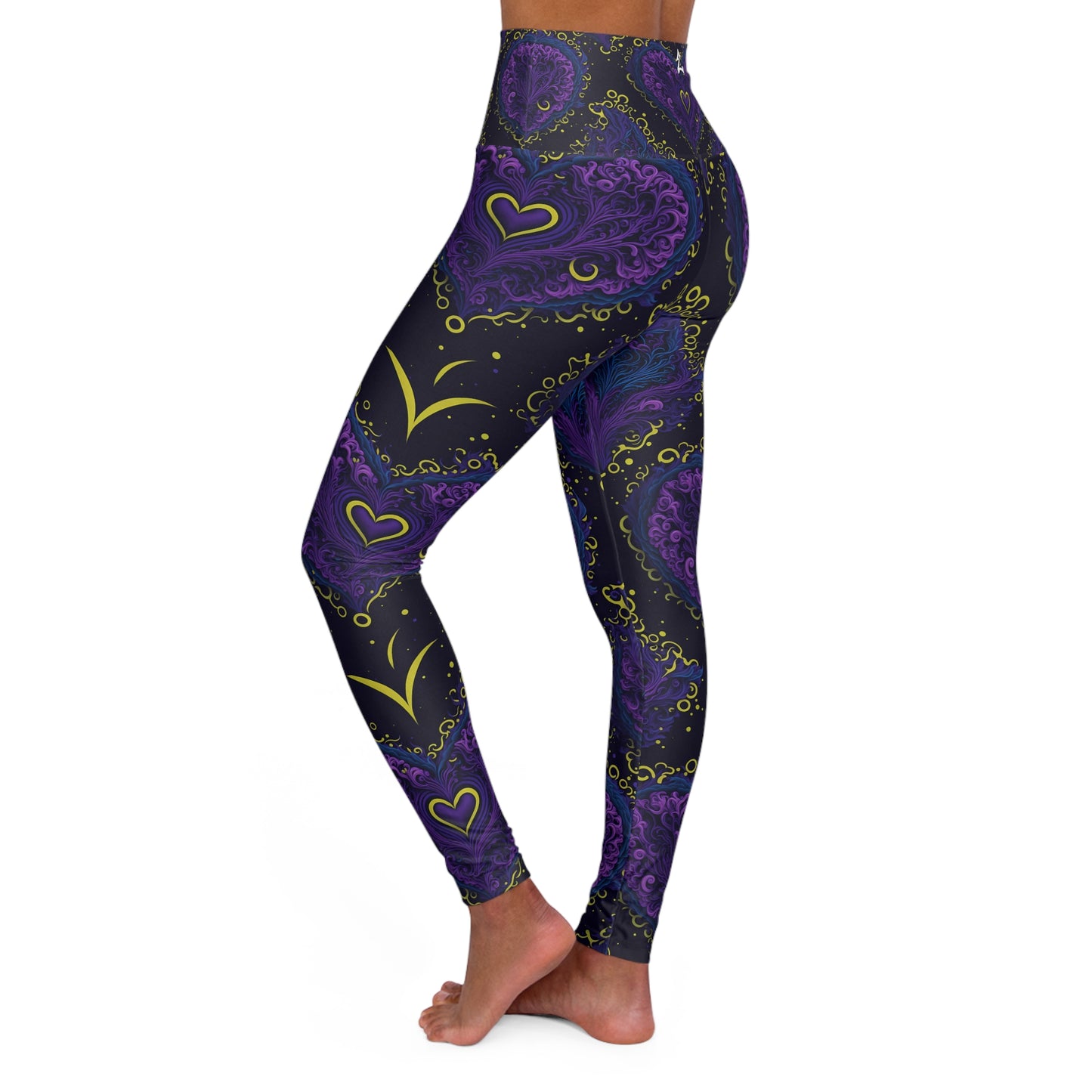 Pulsating Love: The Heart Fractal - High Waisted Yoga Leggings